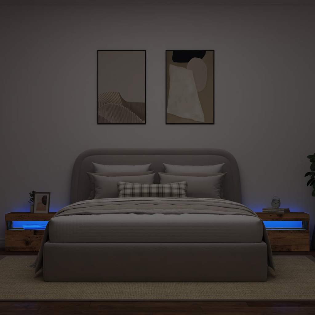naktinė spintelė su LED lemputėmis Sena mediena 60x35x40 cm