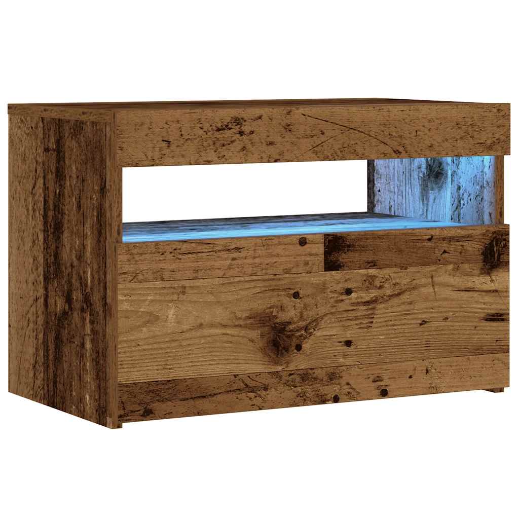 naktinė spintelė su LED lemputėmis Sena mediena 60x35x40 cm