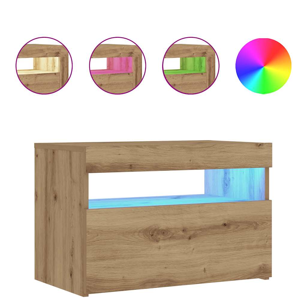 naktinė spintelė su LED lemputėmis Artisan ąžuolas