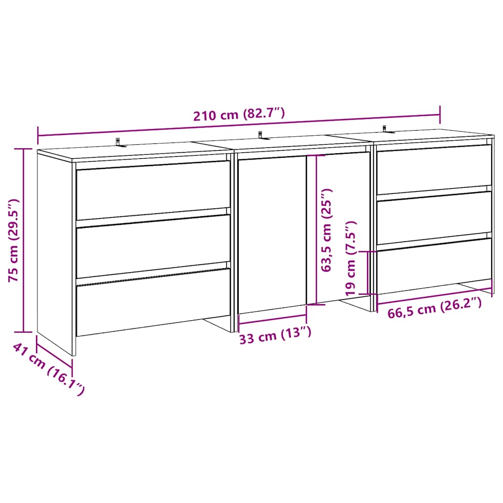 3 dalių indauja Artisan Oak Engineered Wood