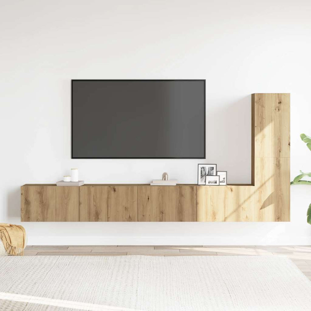 3 dalių sieninis televizoriaus spintelės komplektas Artisan Oak