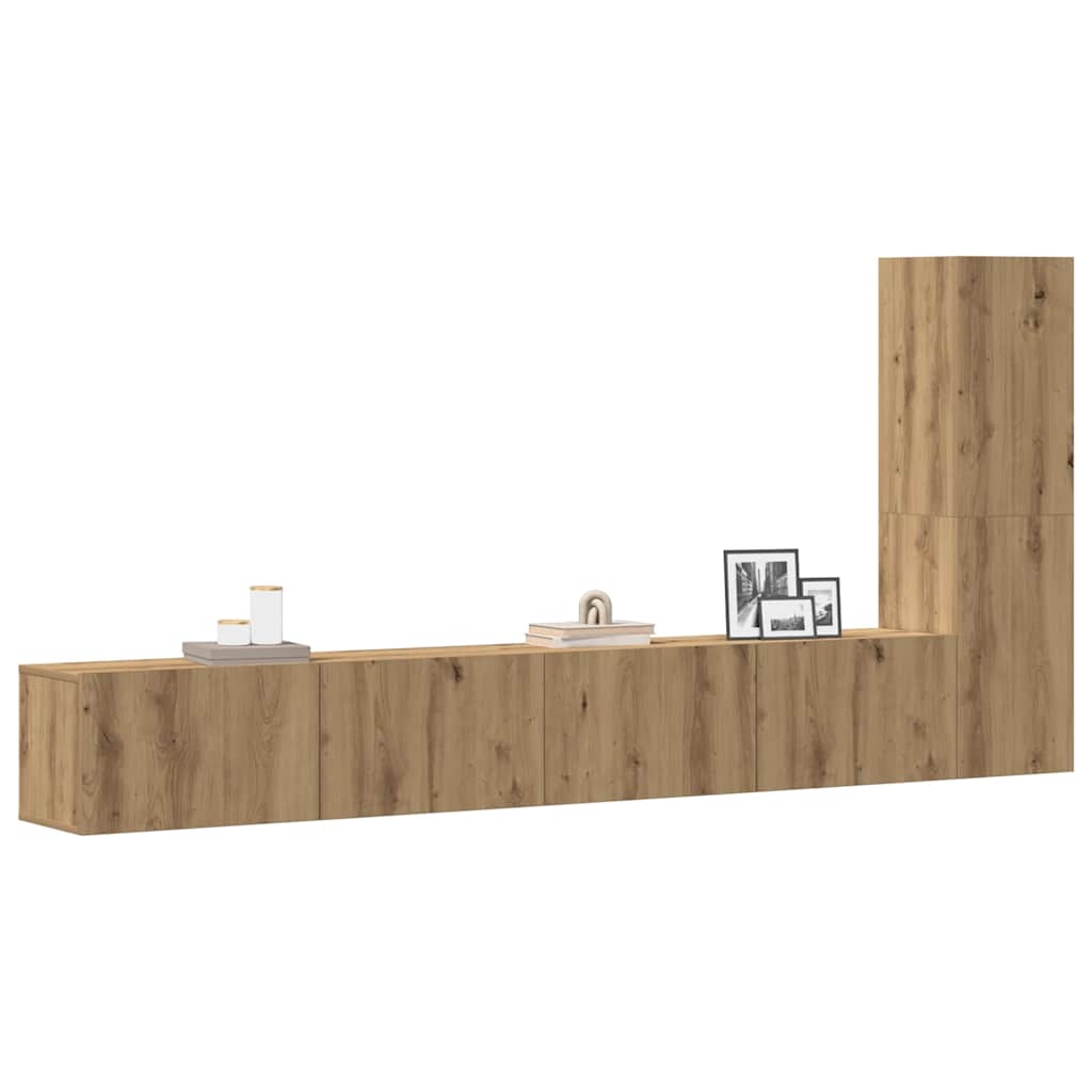 3 dalių sieninis televizoriaus spintelės komplektas Artisan Oak