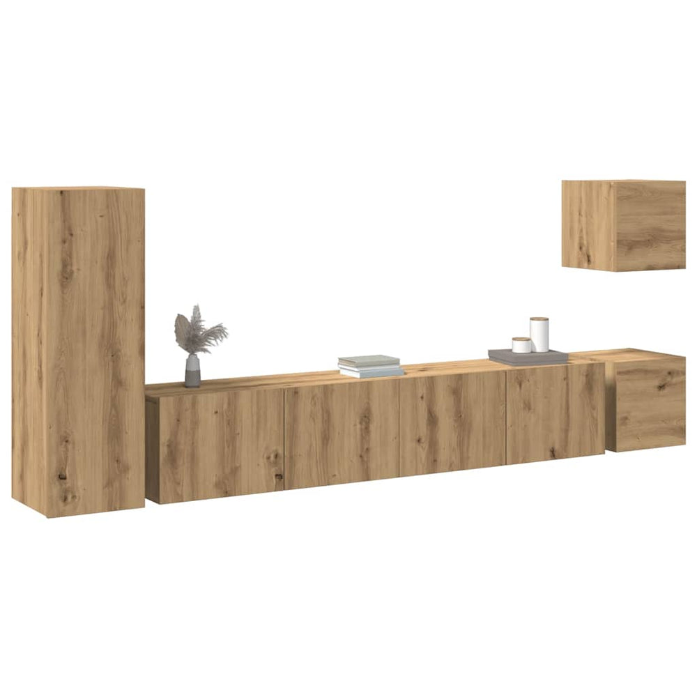 5 dalių sieninis televizoriaus spintelės komplektas Artisan Oak