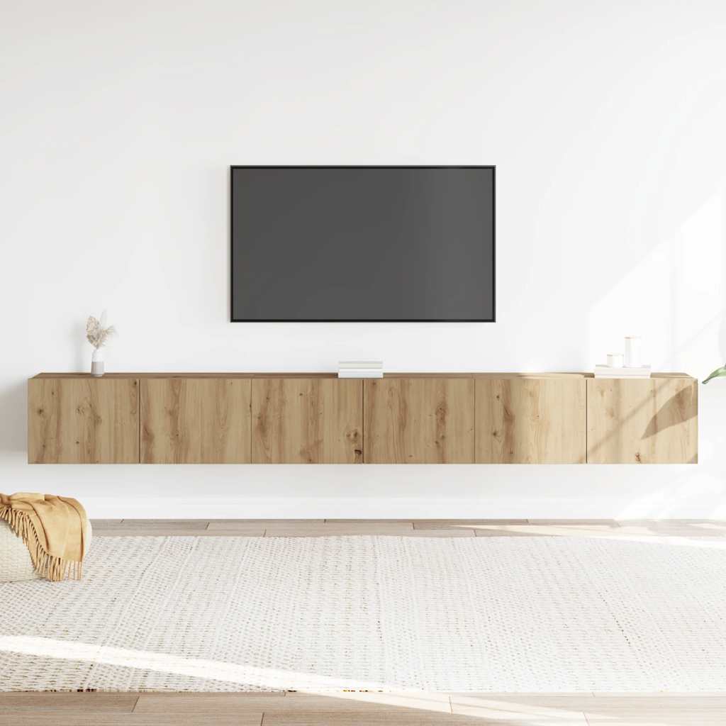 3 daļu sienas TV skapīšu komplekts ozola Artisan krāsā