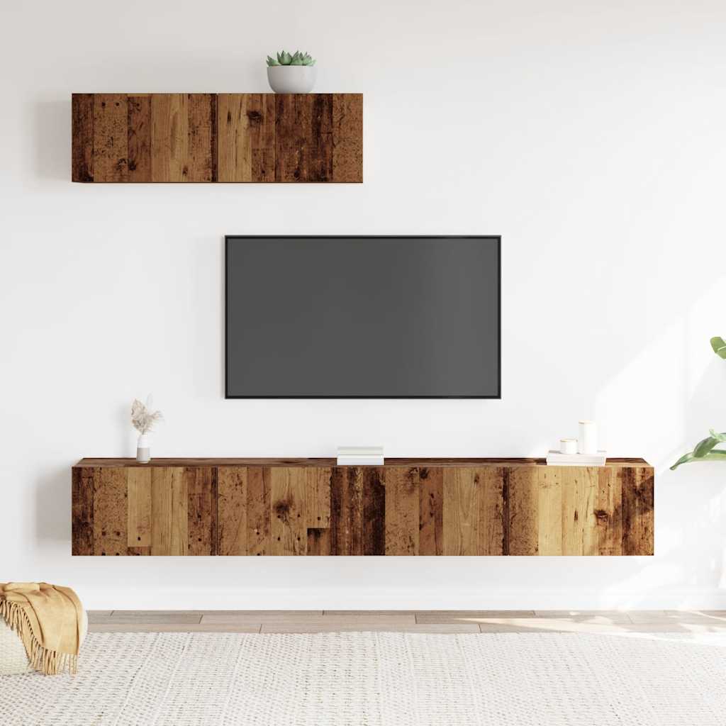 Pie sienas stiprināms TV skapīšu komplekts, 3 daļas