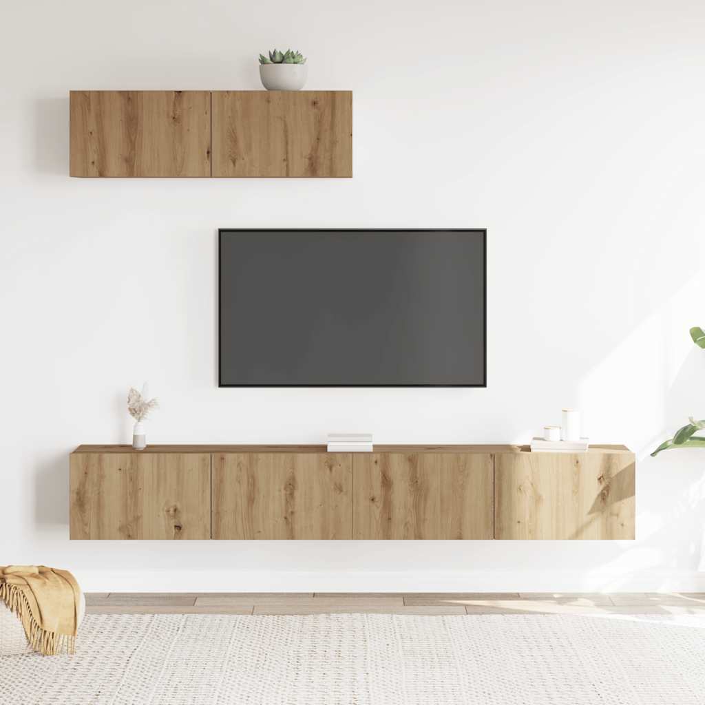 3 dalių sieninis televizoriaus spintelės komplektas Artisan Oak