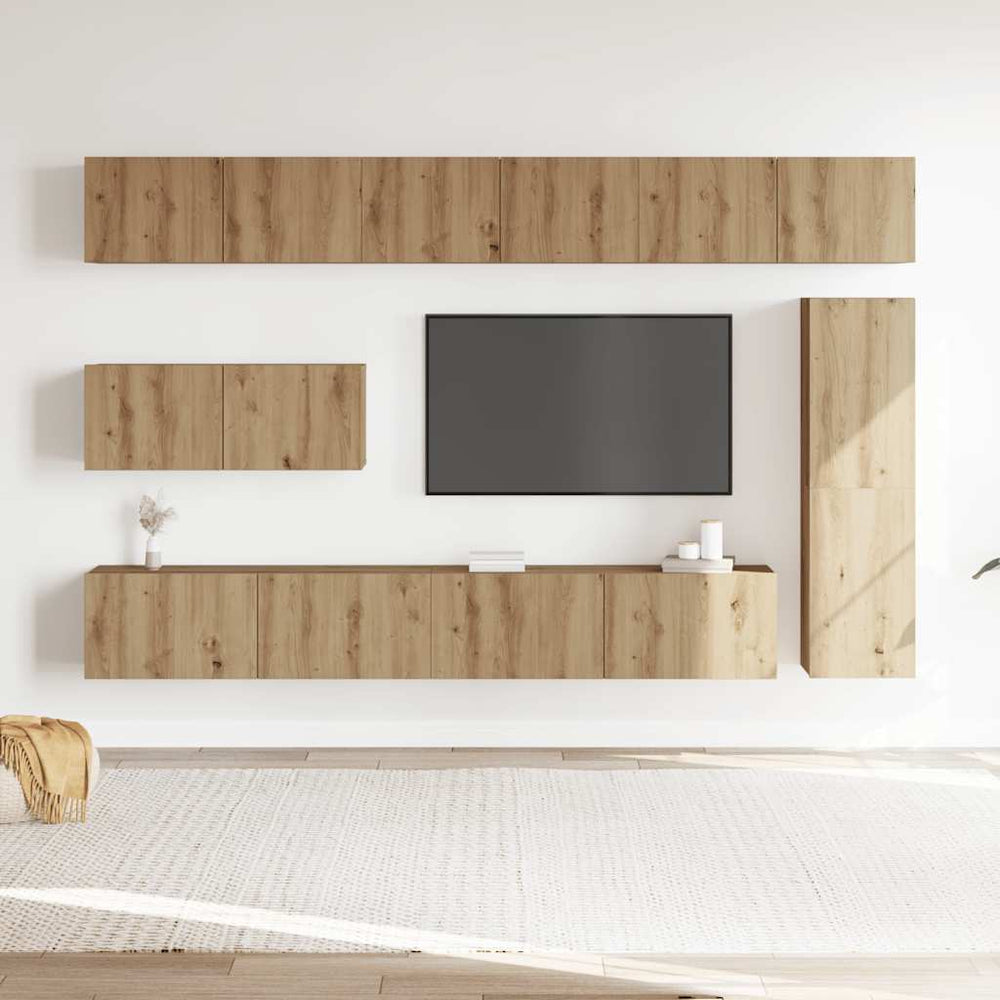 7 dalių sieninis televizoriaus spintelės komplektas Artisan Oak