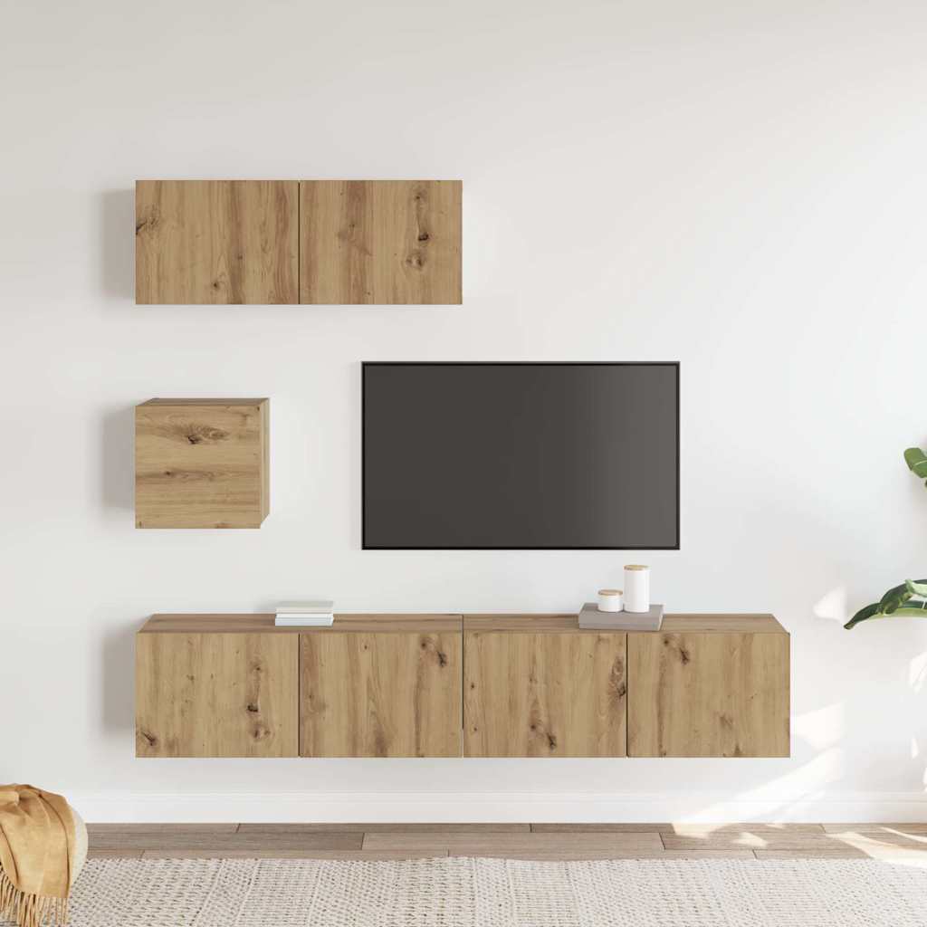 4 daļu sienas televizora skapja komplekts Ozols Artisans