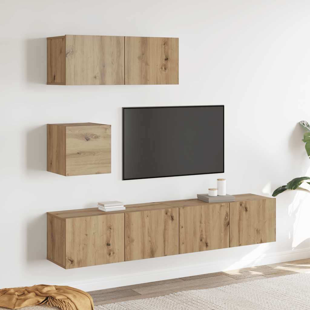 4 daļu sienas televizora skapja komplekts Ozols Artisans