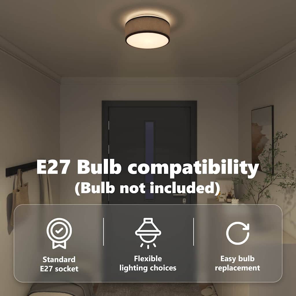 Griestu lampas Melnas Ø 30 cm, Audums, E27