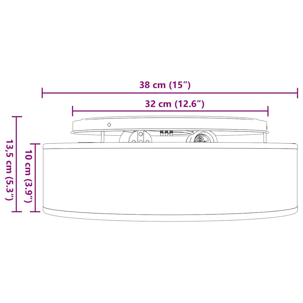 Ceiling lamps, recessed black Ø 38 cm textile E27