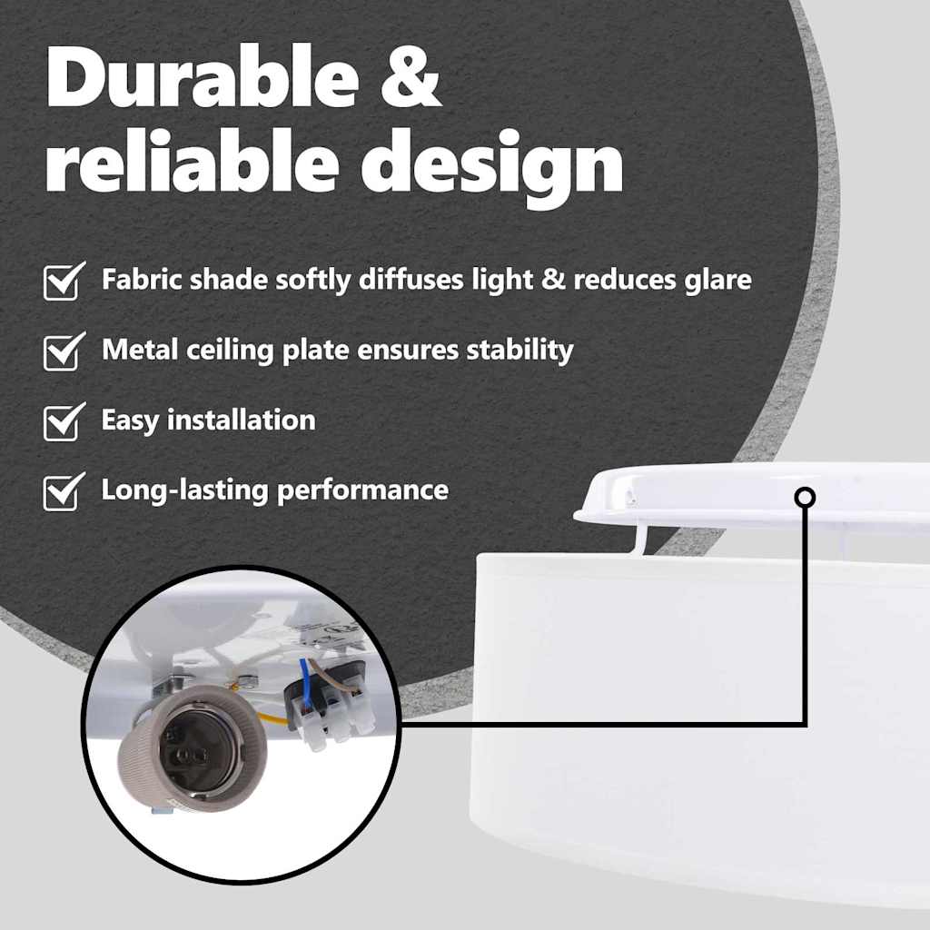 Ceiling lights White flush mount Ø 38 cm fabric E27