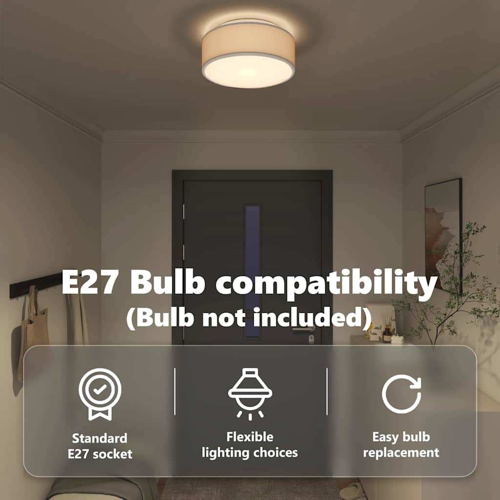 Montuojami lubų šviestuvai Pilka Ø 38 cm Audinys E27