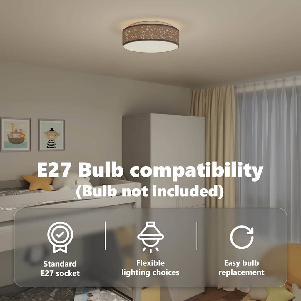 Lubiniai Šviestuvai su Žvaigždėtu Skydeliu Juodi Ø 38 cm Audinys E27
