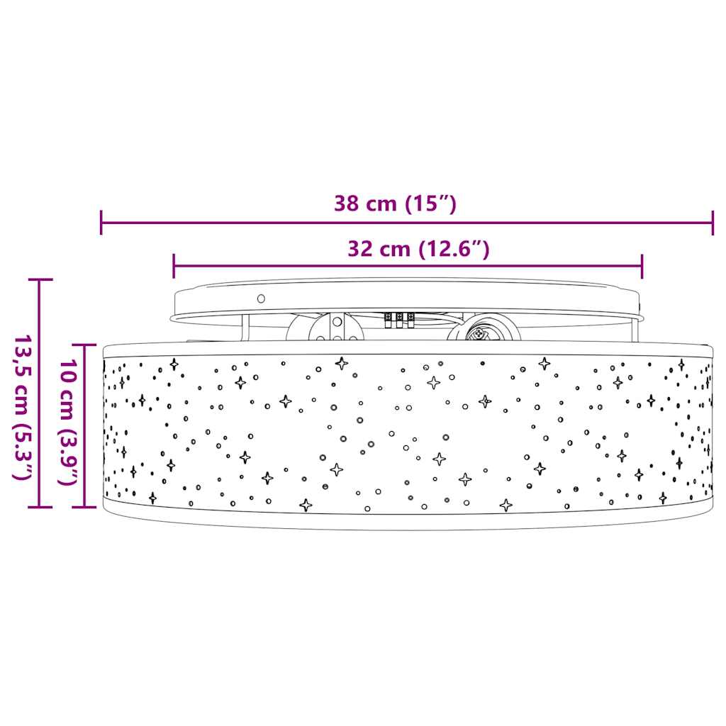 Lubiniai Šviestuvai su Žvaigždėtu Skydeliu Juodi Ø 38 cm Audinys E27