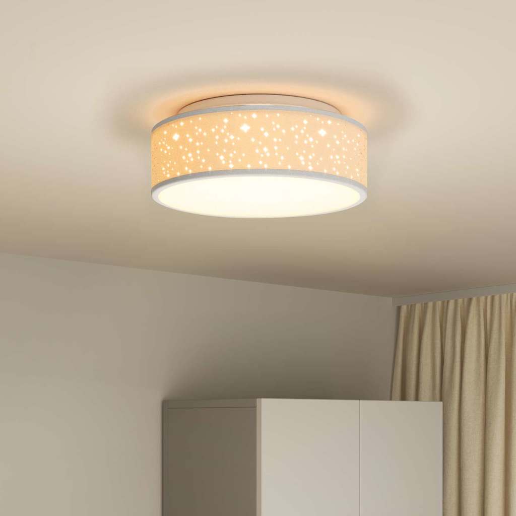 Ceiling lights with star shade grey Ø 38 cm fabric E27