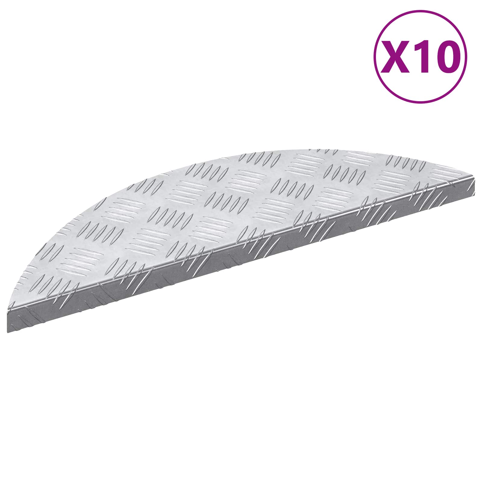 Laiptų danga Pusmėnulio 10 pcs Sidabro 60 x 18 cm Aliuminis