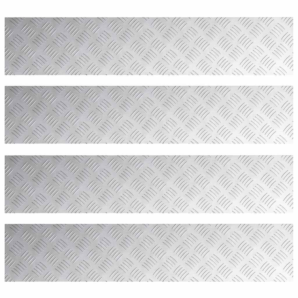 Laiptų danga Stačiakampio 4 pcs Sidabro 100 x 20 cm Aliuminis