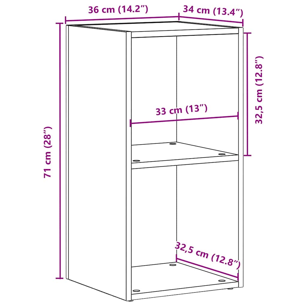 LP laikymo dėžė juodas ąžuolas 71x34x36 cm inžinerinė mediena