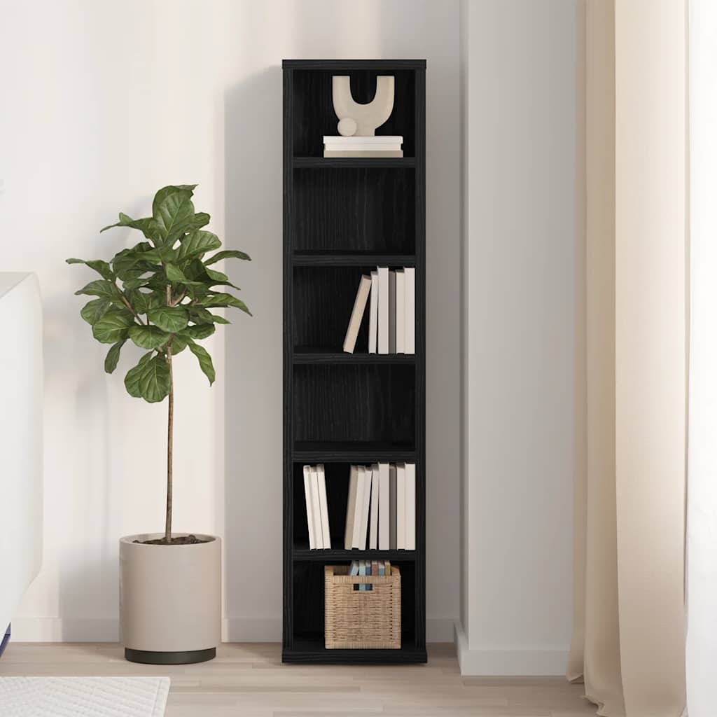 CD cabinet black oak 21x20x88 cm engineered wood