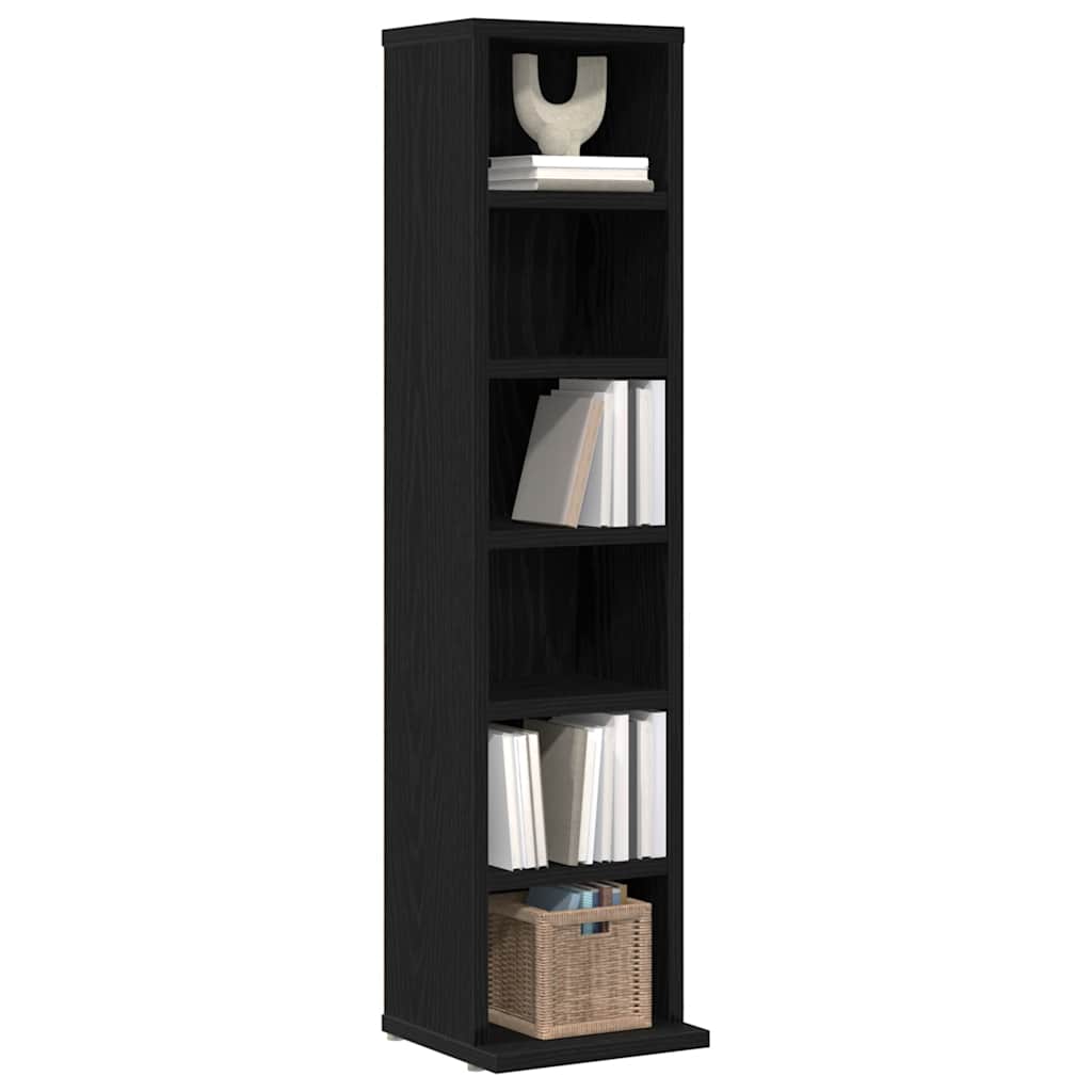 CD cabinet black oak 21x20x88 cm engineered wood