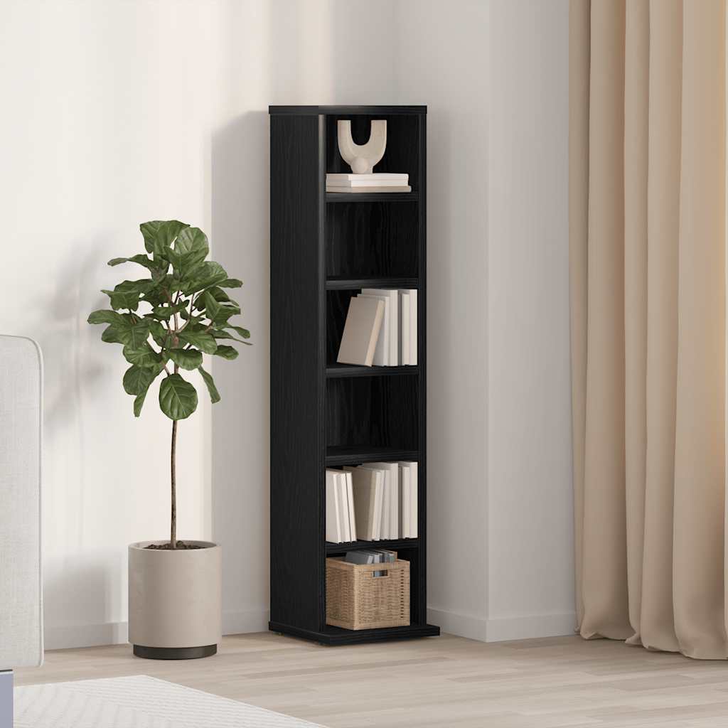 CD cabinet black oak 21x20x88 cm engineered wood