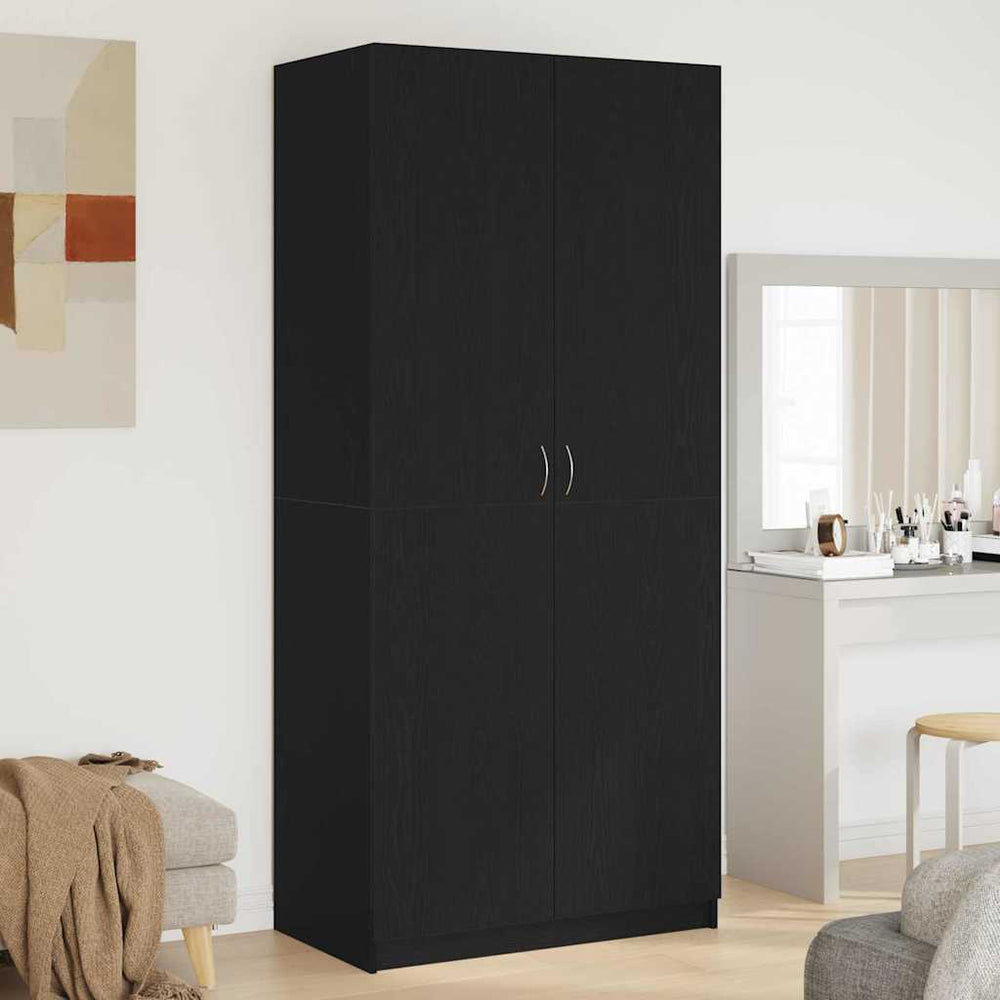 Juoda Spinta 90x52x200 cm Iš Dirbtinės Medienos