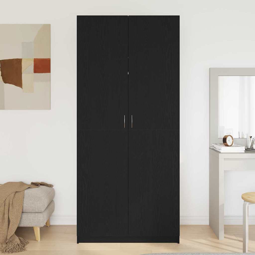 Juoda Spinta 90x52x200 cm Iš Dirbtinės Medienos