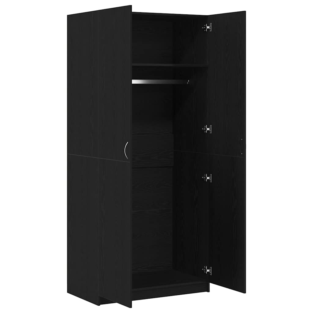 Juoda Spinta 90x52x200 cm Iš Dirbtinės Medienos