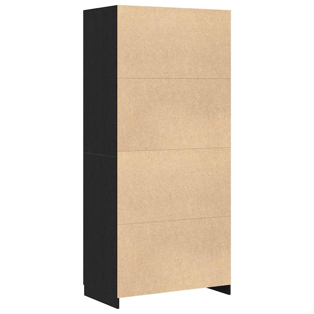 Juoda Spinta 90x52x200 cm Iš Dirbtinės Medienos