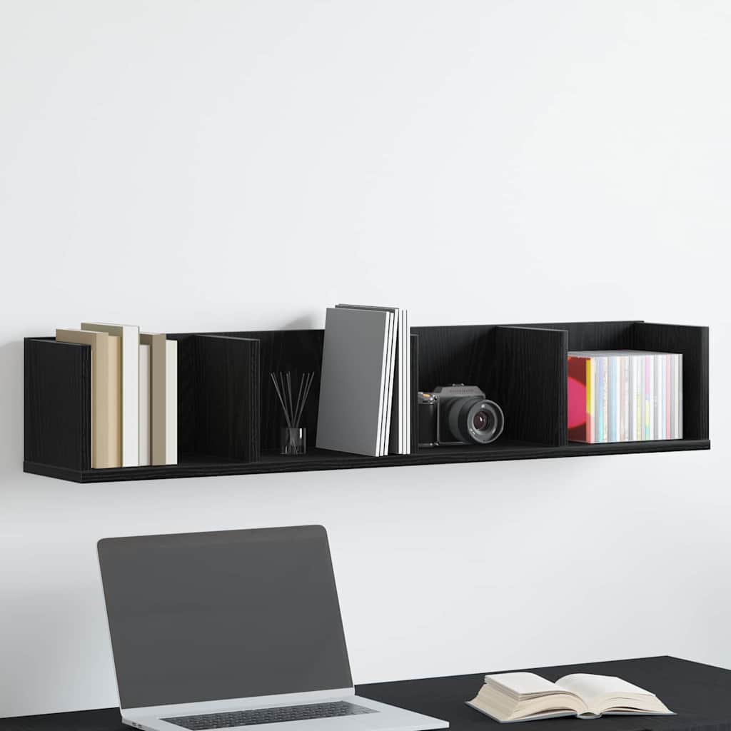Wall Shelf with Shelf Black Oak 100 x 18 x 18 cm