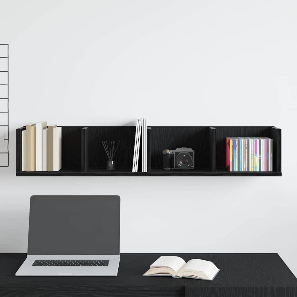 Wall Shelf with Shelf Black Oak 100 x 18 x 18 cm