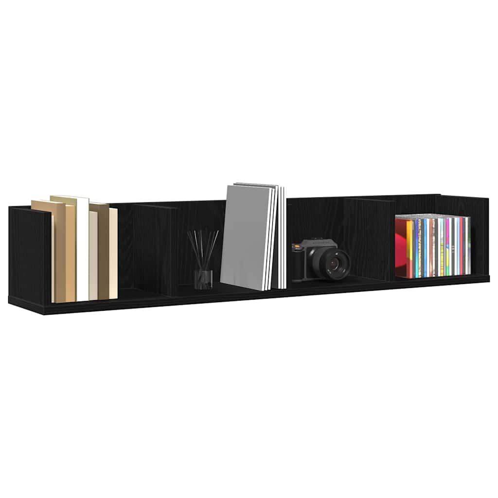 Wall Shelf with Shelf Black Oak 100 x 18 x 18 cm