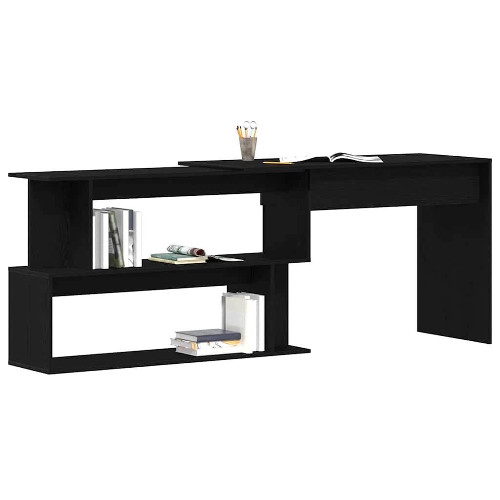 Juodas stalas 200x50x76 cm iš inžinerinės medienos