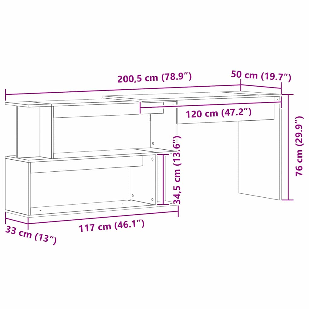 Juodas stalas 200x50x76 cm iš inžinerinės medienos