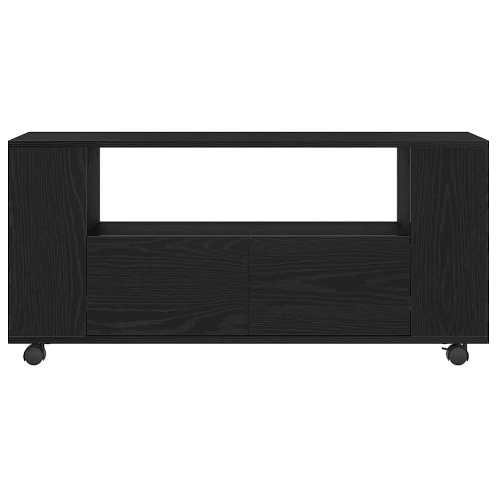 TV spintelė su ratukais, juodas ąžuolas, 102x34,5x43cm, mediena