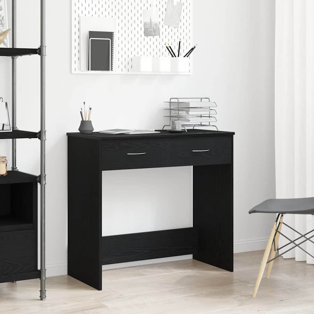 Juodas stalas 80x40x75 cm iš dirbtinės medienos
