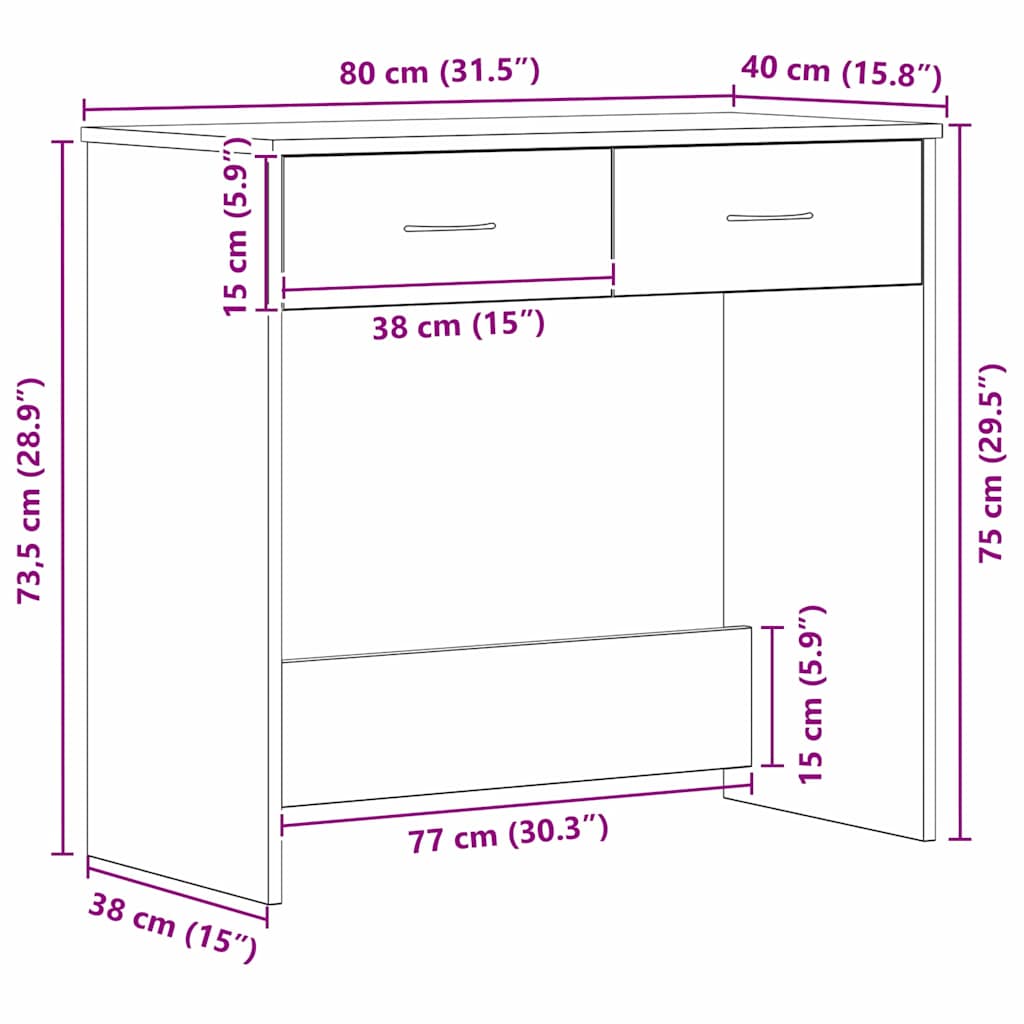 Stalas Juodas ąžuolas 80 x 40 x 75 cm Apdirbta mediena