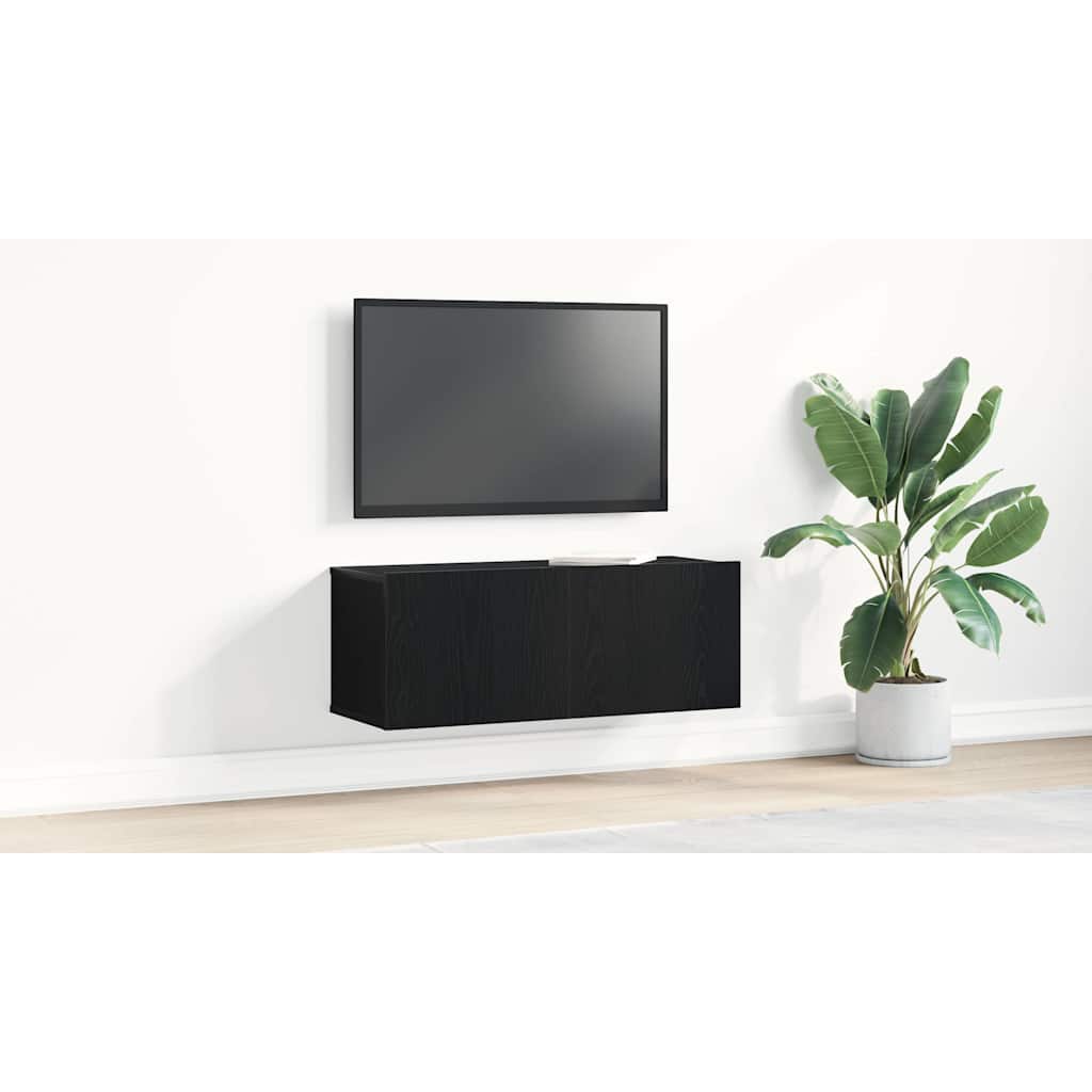 TV Cabinet Black Oak 80 x 30 x 30 cm