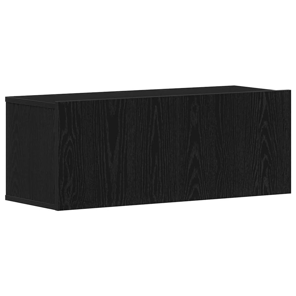 Juodas ąžuolo televizoriaus staliukas 80x30x30 cm Iš inžinerinio medžio