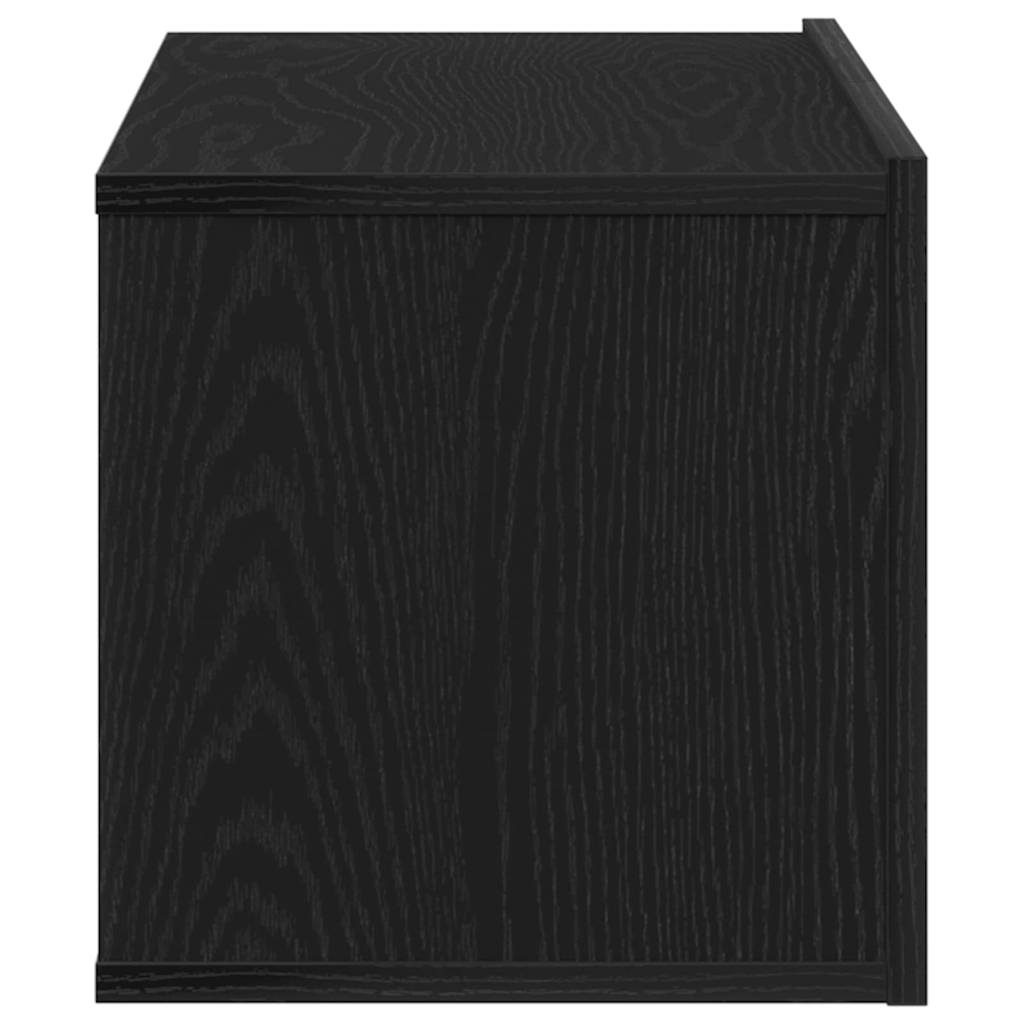Juodas ąžuolo televizoriaus staliukas 80x30x30 cm Iš inžinerinio medžio