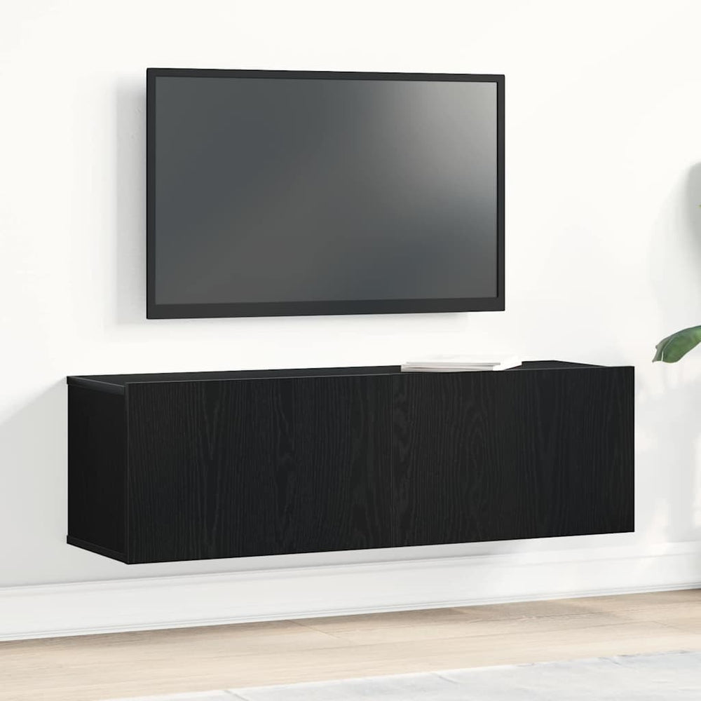 Juodmedžio Sieninis TV Kabinetas 100x30x30 cm Pagamintas iš Medžio Plokštės