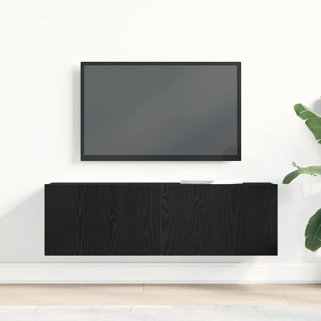 Juodmedžio Sieninis TV Kabinetas 100x30x30 cm Pagamintas iš Medžio Plokštės