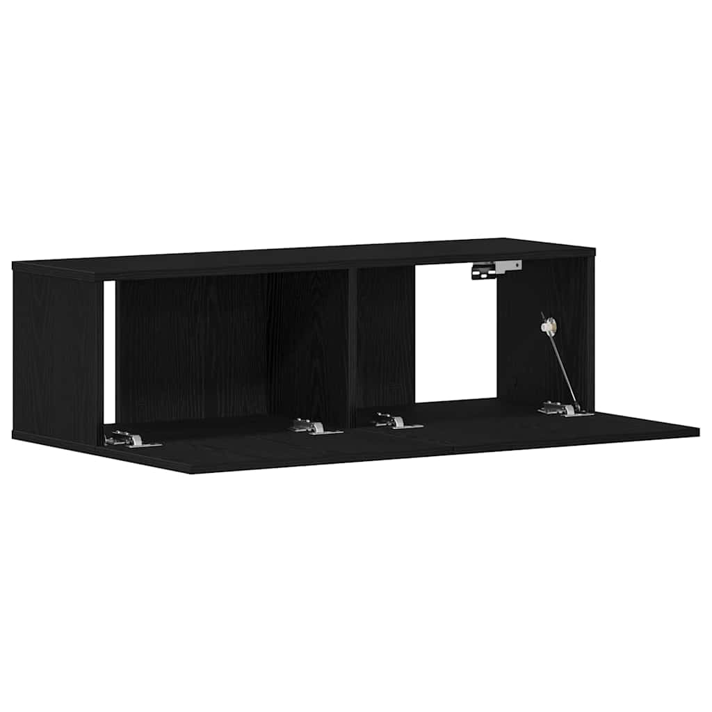 Juodmedžio Sieninis TV Kabinetas 100x30x30 cm Pagamintas iš Medžio Plokštės