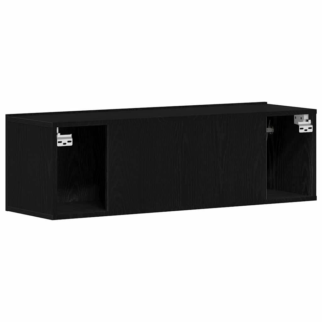 Juodmedžio Sieninis TV Kabinetas 100x30x30 cm Pagamintas iš Medžio Plokštės