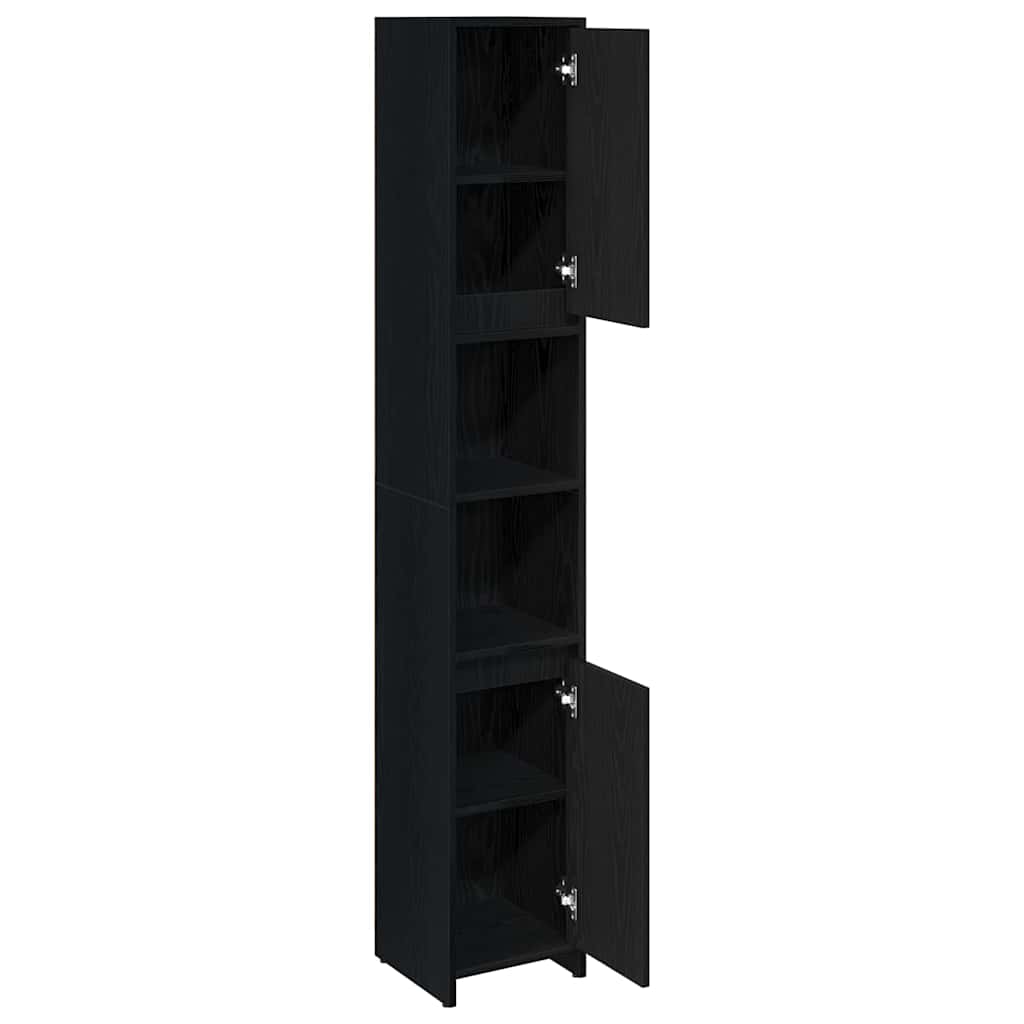 Bathroom Storage Cabinet Black Oak 30 x 30 x 183.5 cm