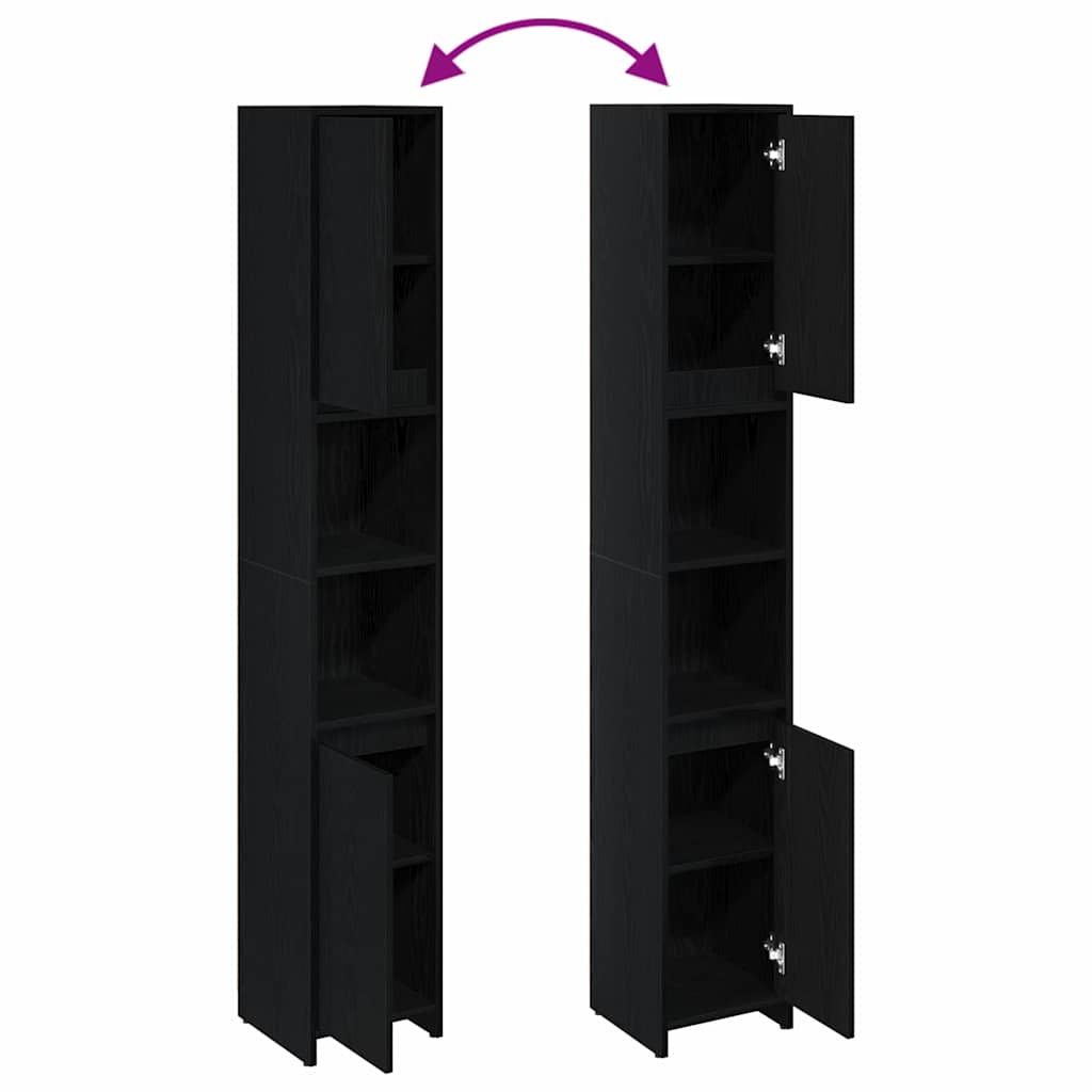 Bathroom Storage Cabinet Black Oak 30 x 30 x 183.5 cm