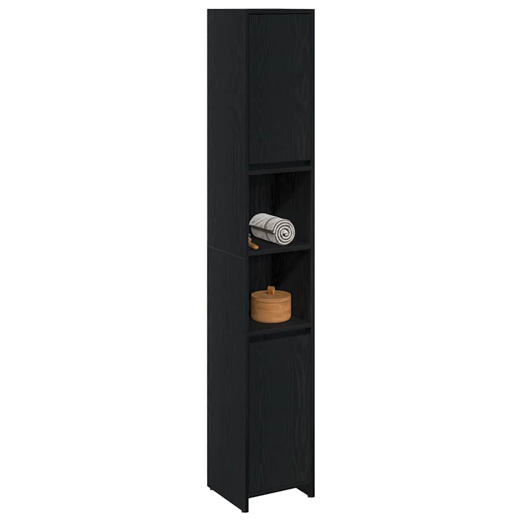 Bathroom Storage Cabinet Black Oak 30 x 30 x 183.5 cm