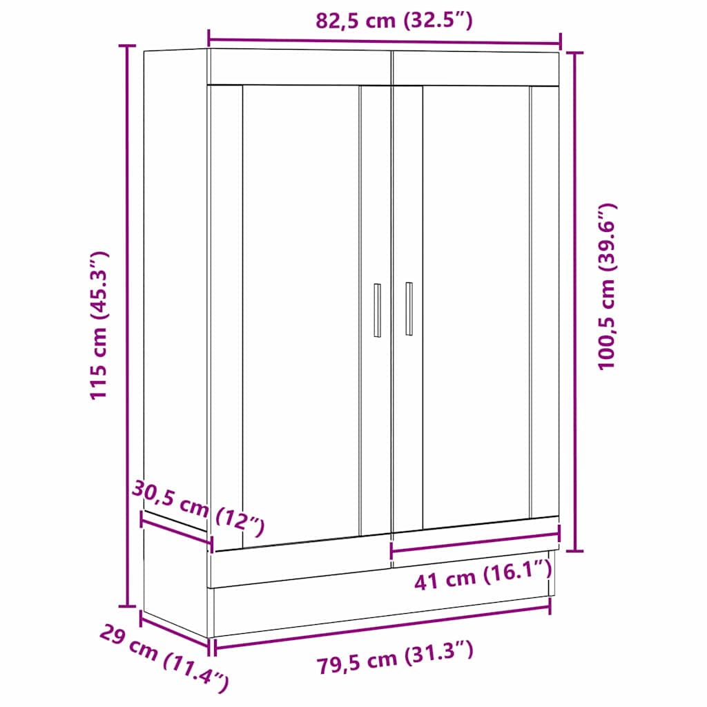 Juoda ąžuolo knygų spinta - 82.5x30.5x115 cm, inžinerinė mediena
