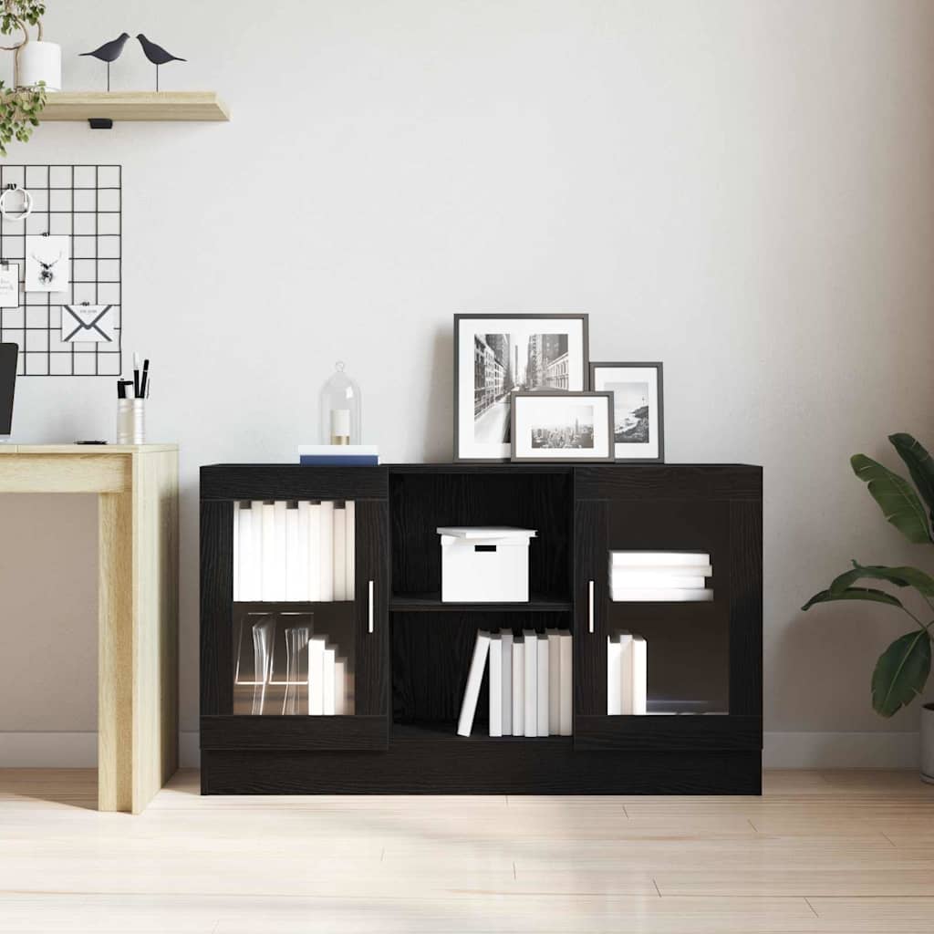 Juoda šoninė spintelė 120x30,5x70 cm iš inžinerinės medienos